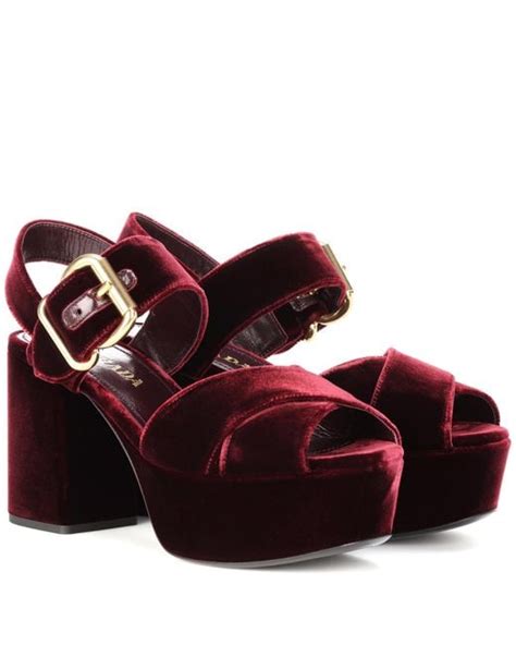 prada red velvet platform|prada sandals for sale.